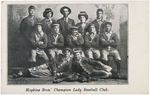 1910 HOPKINS BROS. CHAMPION LADIES BASEBALL CLUB POSTCARD W/J.L. WILKINSON.
