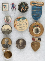 SPANISH AMERICAN WAR GROUP OF TEN ITEMS INCLUDING UNCLE SAM, DEWEY, OTIS, BOB EVANS AND MAINE.