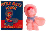 "LITTLE MAX'S LUNCH" BOXED FIGURAL PLASTIC BANK.