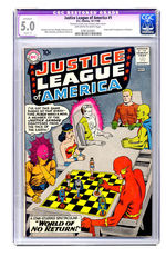 JUSTICE LEAGUE OF AMERICA #1 OCTOBER NOVEMBER 1960 CGC 5.0 RESTORED OFF-WHITE TO WHITE PAGES.