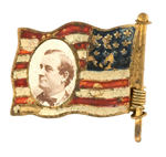 BRYAN MECHANICAL FLAG PIN WITH ANTI-REPUBLICAN SLOGAN.