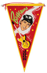 “THE BEATLES/BEATLEMANIA” SET OF FIVE RARE ERROR PENNANTS.