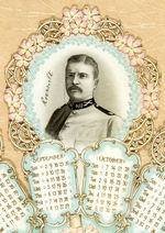 SPANISH AMERICAN WAR HEROES ELABORATE CALENDAR FAN INCLUDING THEODORE ROOSEVELT AND ADMIRAL DEWEY.