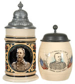 SPANISH AMERICAN WAR ADMIRAL DEWEY AND ADMIRAL SAMPSON GLAZED CERAMIC MUG PAIR.