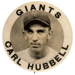 1940s CARL HUBBELL (HOF) "GIANTS" PM10 STADIUM BUTTON.