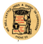LARGE EARLY BUTTON PROMOTES SO. OMAHA LIVESTOCK COMPANY FROM HAKE COLLECTION & CPB.