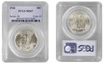 WALKING LIBERTY HALF: 1942 PCGS MS67.