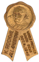 “KNUTE ROCKNE-ALL-AMERICAN” MOVIE PREMIERE PIN AND PROGRAM.