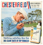 “CHESTERFIELD CIGARETTES” LARGE DISPLAY SIGN WITH GOLF CHAMPION DICK MAYER.