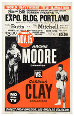 “ARCHIE MOORE CHAMPION VS. CASSIUS CLAY CHALLENGER” CLOSED CIRCUIT TV PROMO POSTER.