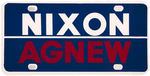 NIXON/AGNEW LICENSE PLATE, LIKELY 1968.