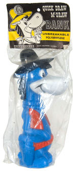 "QUICK DRAW McGRAW" FIGURAL BANK AND STORE BAG.