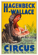 HAGENBECK-WALLACE CIRCUS POSTER WITH HIPPO.