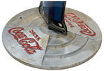 “DRINK COCA-COLA/SLOW SCHOOL ZONE” LARGE TWO-SIDED TIN LITHO POLICEMAN CROSSING GUARD SIGN W/BASE.