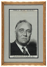 “FRANKLIN DELANO ROOSEVELT” WOVEN SILK PORTRAIT BY CHINESE COMPANY C. 1940s.