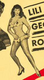 "STRIPORAMA/NAKED AMAZON" MOVIE THEATER WINDOW CARD WITH BETTIE PAGE.