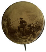 CIVIL WAR RARE BATTLE SCENE BUTTON WITH NORTH AND SOUTH TROOPS.