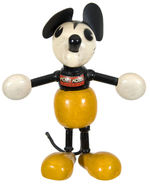 “MICKEY MOUSE” WOOD JOINTED FIGURE IN RARE YELLOW COLOR WITH LOLLIPOP HANDS.