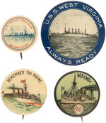 FOUR U.S. WARSHIP BUTTONS.