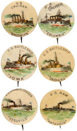 SPANISH AMERICAN WAR GROUP OF SIX U.S. WARSHIPS.