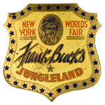 “FRANK BUCK’S JUNGLELAND/NEW YORK WORLD’S FAIR” RARE PORTRAIT BADGE.