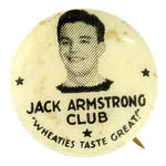 NEWLY-DISCOVERED “JACK ARMSTRONG CLUB” RARE BUTTON.