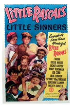 "LITTLE RASCALS-LITTLE SINNERS" LINEN-MOUNTED POSTER.