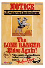 THE LONE RANGER MARX ACTION FIGURES STORE WINDOW SIGN.