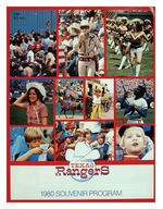 LONE RANGER "CLAYTON MOORE" SIGNED BASEBALL AND TEXAS RANGERS PROGRAM.