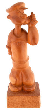 POPEYE LARGE WELL MADE HAND CARVED FOLK ART WOOD STATUE.