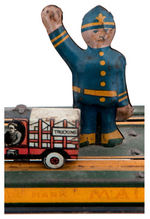 "MARX BUSY BRIDGE/MAIN ST." ELABORATE TIN WIND-UP TOY PAIR.