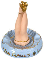 "EARL CARROL'S-HOLLYWOOD" FIGURAL SEXY LEGS GLAZED CERAMIC BLUE VARIETY ASHTRAY.