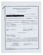 HOWARD STERN SIGNED CERTIFICATE OF DECLINATION OF NOMINATION FOR GOVERNOR OF N.Y. PLUS 5 BUTTONS.