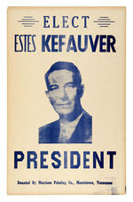 "ELECT ESTES KEFAUVER PRESIDENT" 1952 WINDOW CARD.