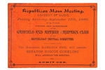 LARGE TICKET FOR "GARFIELD AND ARTHUR REPUBLICAN MASS MEETING" ADDRESS BY HAMILTON FISH & CONKLING.