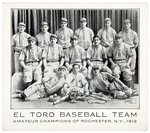 1912 “EL TORO BASEBALL TEAM AMATEUR CHAMPIONS OF ROCHESTER, N. Y.” PROMO CARD.