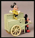 MICKEY AND MINNIE MOUSE WITH STREET ORGAN METAL FIGURE SET.
