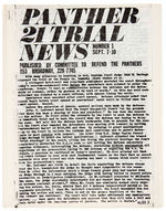 "PANTHER 21 TRIAL NEWS" NEARLY COMPLETE RUN OF RELEASES FROM 1970-1971.