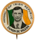 "EAMON DE VALERA PRESIDENT OF THE IRISH REPUBLIC" 1930s PLATE EXAMPLE BUTTON FROM CPB.