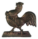 HANCOCK SYMBOLIC ROOSTER WITH SABER LARGE BRASS SHELL.