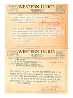 JFK PRE AND POST ELECTION TELEGRAMS TO SOUTH CAROLINA SENATOR.