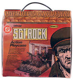 SGT ROCK CARDED ACTION FIGURE LOT WITH PLAYSET & PLAY CASE.