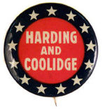 "HARDING AND COOLIDGE" GRAPHIC NAME BUTTON.