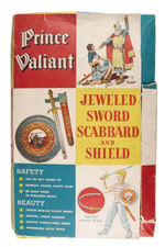 "PRINCE VALIANT JEWELED SWORD, SCABBARD AND SHIELD" BOXED SET.