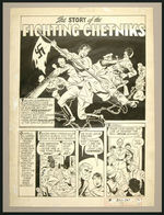 "BLACK CAT NO. 1 ORIGINAL FIGHTING CHETNIKS" COMIC BOOK ART.