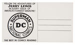 "DC COMICS" PROMO POSTCARD TRIO INCLUDING JERRY LEWIS.