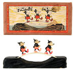 "MICKEY MOUSE" BOXED CELLULOID  TRIO ON BRIDGE.