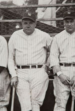 "NEW YORK YANKEES" 1931 NEWS SERVICE PHOTO WITH BABE RUTH.