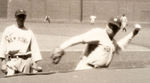 BABE RUTH PRACTICING VINTAGE SNAPSHOT.