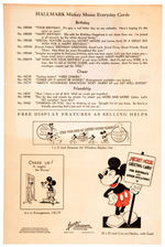 HALL BROTHERS "MICKEY MOUSE" GREETING CARDS PROMOTIONAL MATERIAL & CARD.